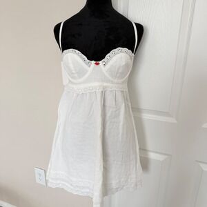 NWT Women's Edikted Dress Strap White Summer Dress Short Rose Corset Dress SZ M